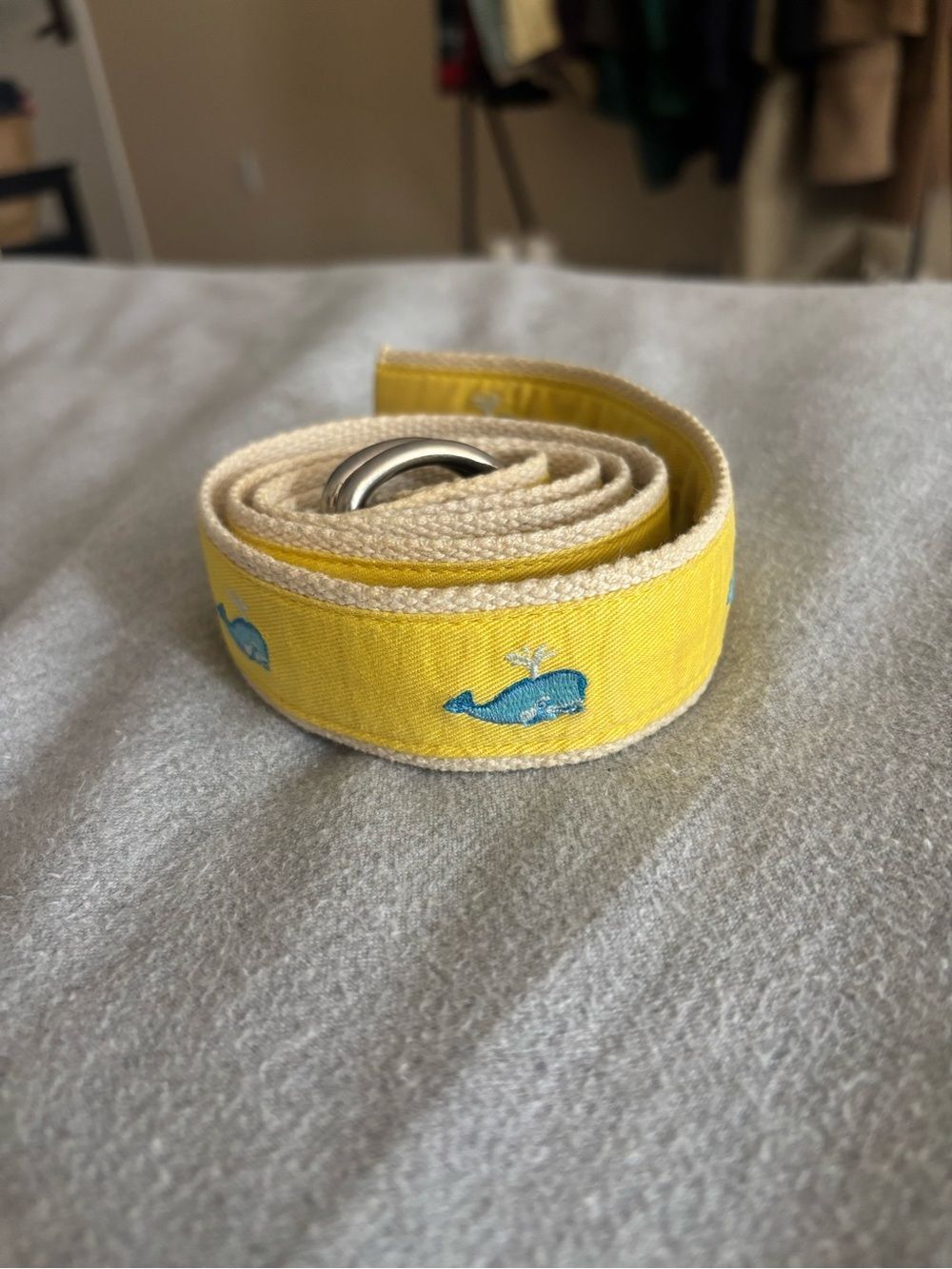 J. Crew Whale Embroidered Webbing Belt